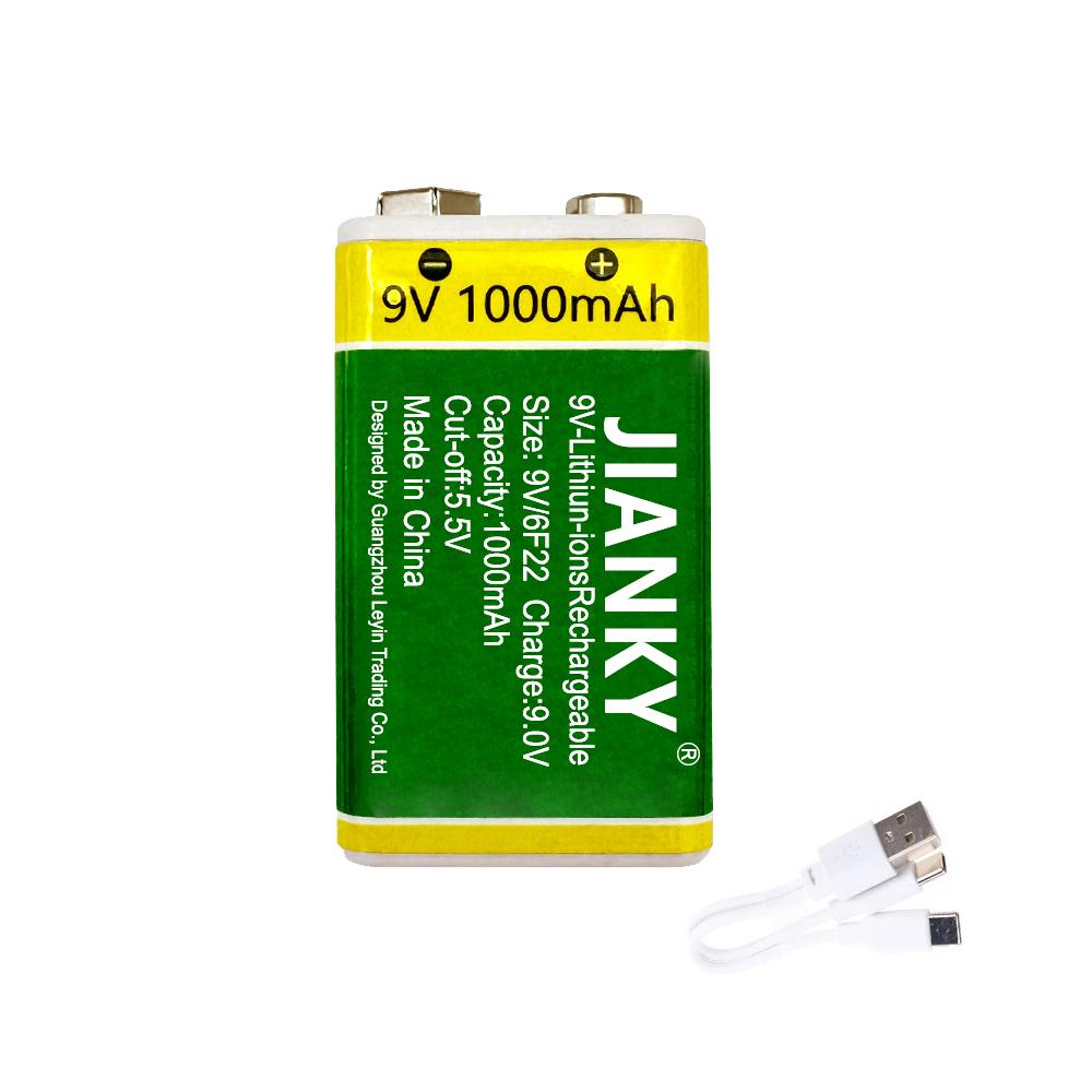 

Зарядка через USB TYPE-C 9В Литий-ионный Аккумулятор 6F22 1000 мАч Li-ion Литиевый Аккумулятор для Модели Радиоуправляемого Вертолета Микрофон Игрушка Металлоискатель Аккумулятор 1pcs