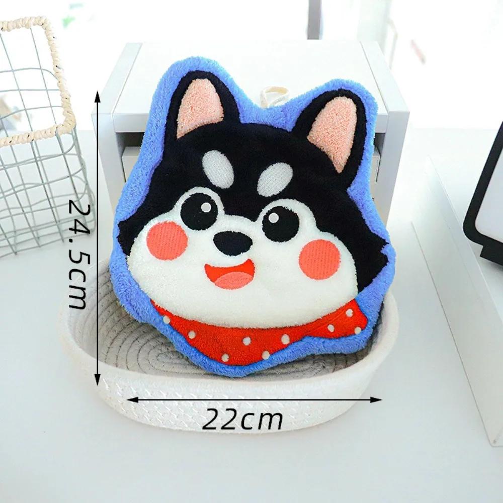 Kawaii Dog Shaped Hand Towel Hanging Cloth for Bathroom Soft Absorbent Hand Towel Cartoon Dog Kid Towel Kitchen Handkerchief