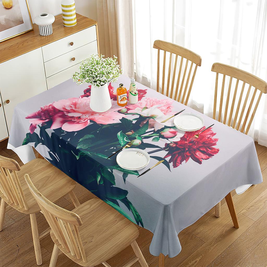 Purple Peony Flowers Tablecloth for Dining Room Kitchen Living Room Party Decor 3d Digital Print Beautiful Penoy Table Cover