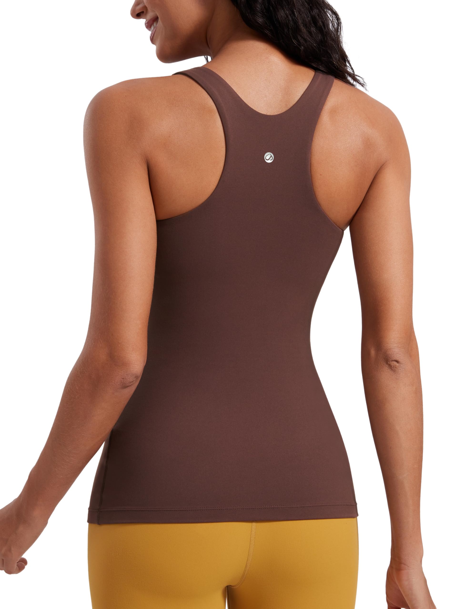 

CRZ YOGA Padded Tank Top with Plus Size Yoga Butterluxe Size M Women s Cups, Racerback, Top, Taupe,