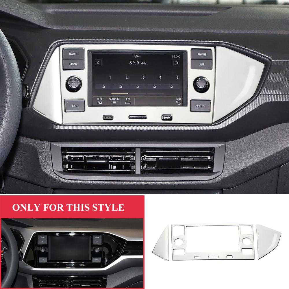 For VW T-CROSS Volkswagen Tcross 2018-2023 Console Display Panel Frame Cover Center Sequins Stickers Stainless Steel Accessories