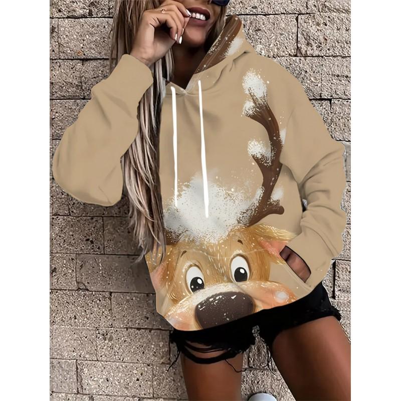 Womens Oversized Hooded Sweatshirt With Botanical Cartoon Print Loose Fit Comfortable Casual Top 2025