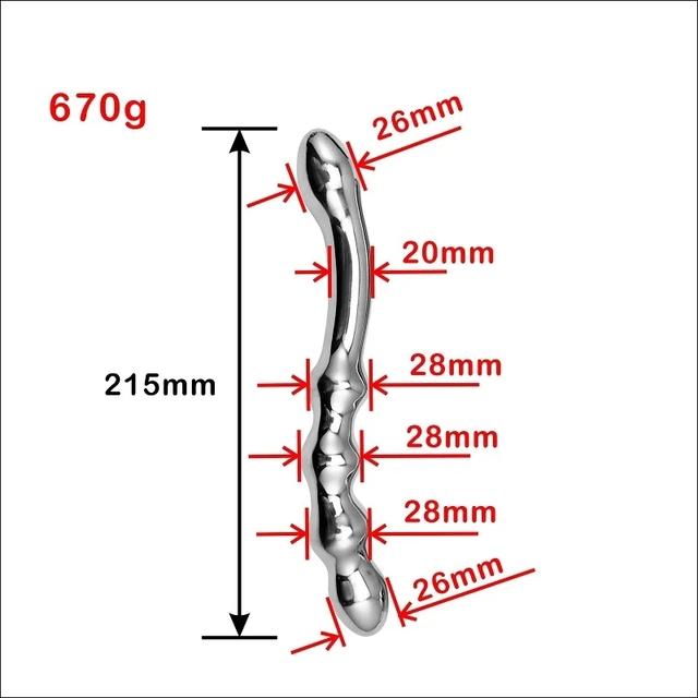 Stainless Steel Double Large Butt Plug Fake Dildo G Spot Metal Anal Beads Plug P-spot Prostate Massager Stick Vaginal Sex Toy