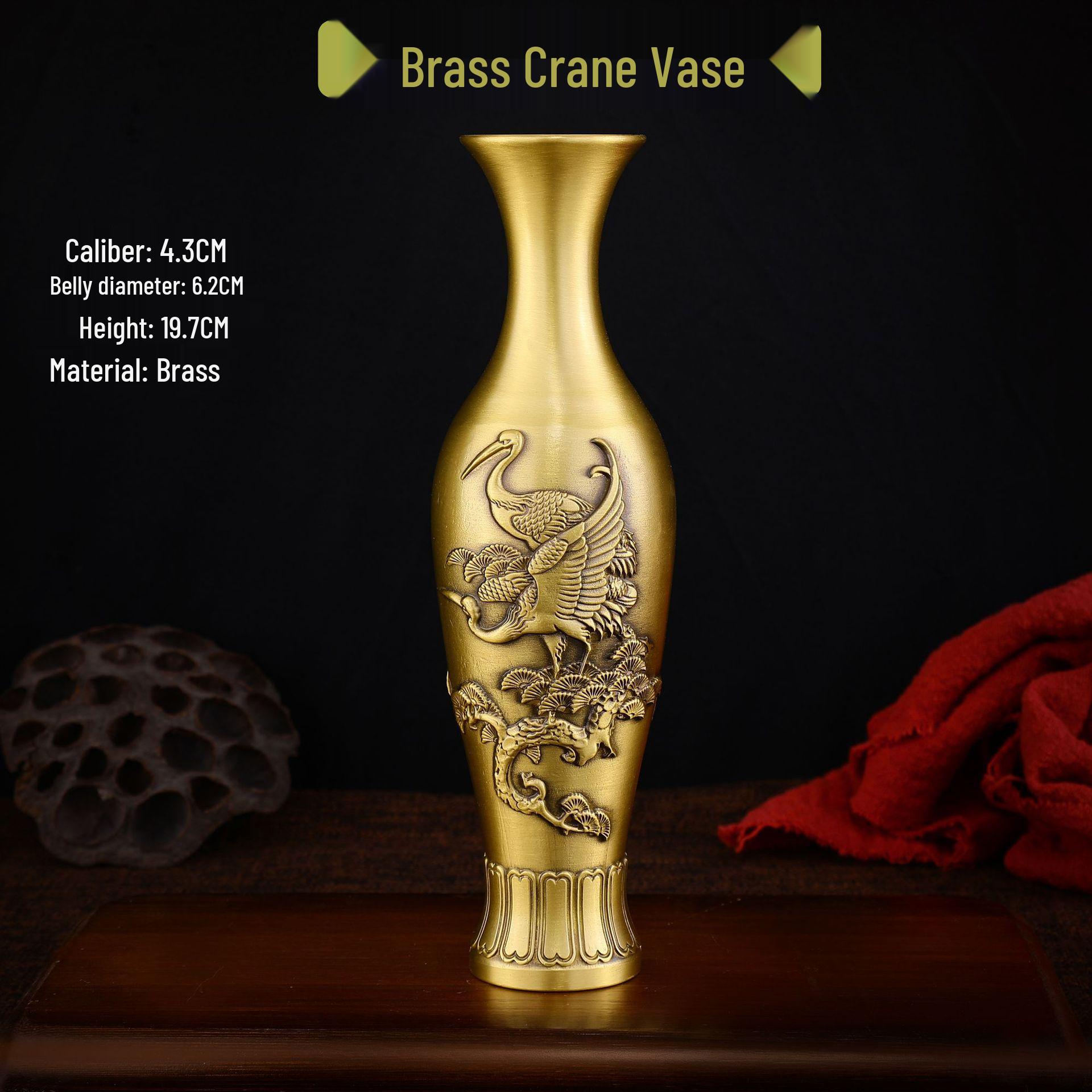 Vase with Crane, Dragon, & Phoenix Brass Ornaments