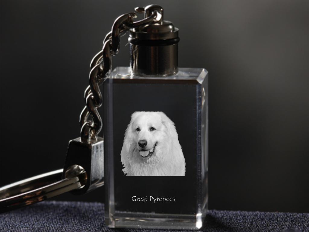 Pirenejski pies górski, Pirenejski pies górski, Owczarek pirenejski - Kryształowy brelok ze zdjęciem psa, podświetlany brelok, wyjątkowy prezent od marki Art-Dog
