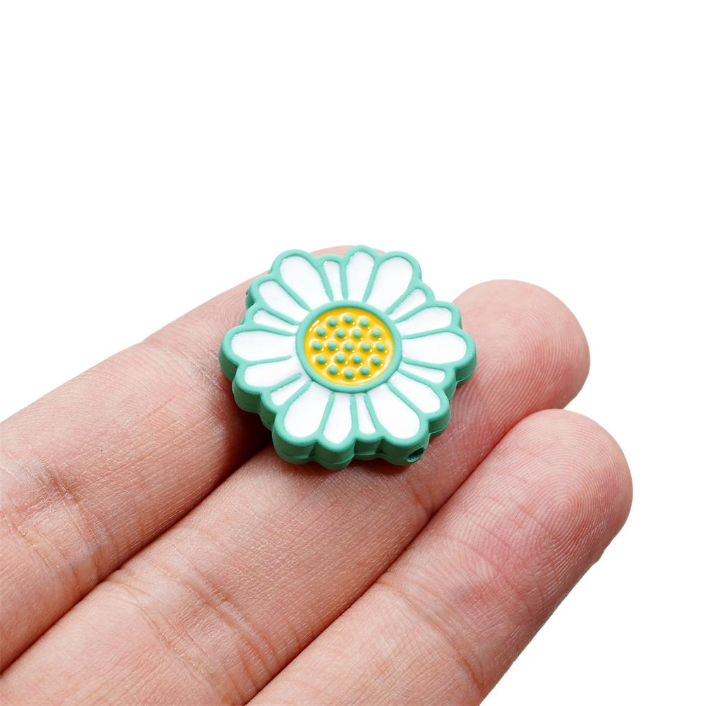 5Pcs/Lot 23*24.6mm Acrylic Daisy Shape Loose Spacer Beads for DIY Jewelry Making Necklace Bracelet Findings Accessories