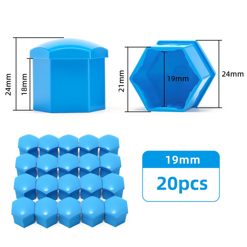 17mm/19mm/21mm Car Wheel Nut Caps 20Pcs Auto Hub Screw Cover BLACK BLUE RED Plastic Anti Dust Tyre Nut Bolt Exterior Decoration