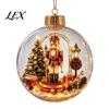 Year Round Home Accent Lighted Clear Christmas Ball Ornaments, Cute Santa Claus/Tree/Snowman/Angel Figure Inside Seasonal Gift with Warm Light
