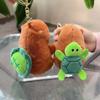Cartoon Rotating Turtle Shell Toy Pulling Rope Doll Plush Animal Pendant Capybara Key Ring  Gift