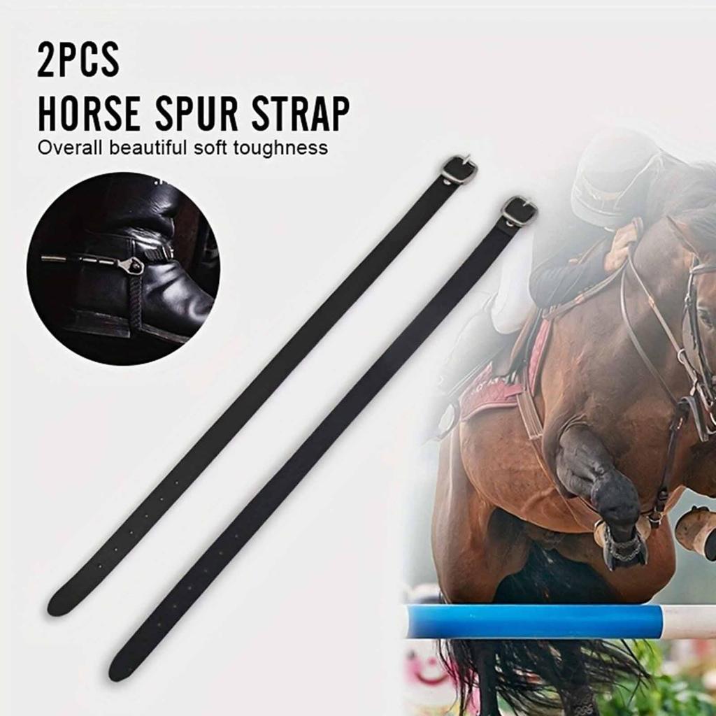2Pcs English Spur Straps with Buckle,Wear Resistant Professional PU Leather Boots Training