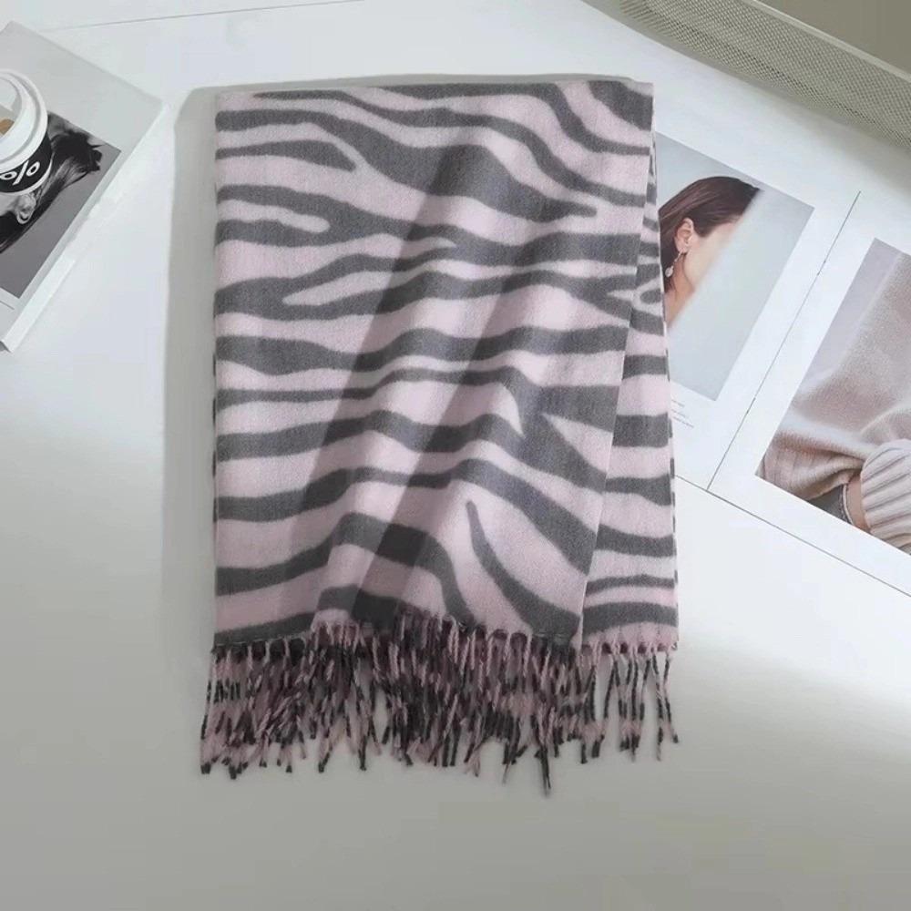 

Autumn Winter Imitation Cashmere Scarf Cold-proof Shoulder Wrap Tassel Neck Warmer Women s Shawl рожевий