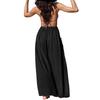 Damen Einfarbig Plissee Taille Locker Weites Bein Gerades Bein Hose