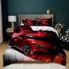 Race Car Duvet Cover Set King Queen Twin Size Red Flame Comforter Cover 3D Sport Car Theme For Boys Girl Polyester Bedding Set