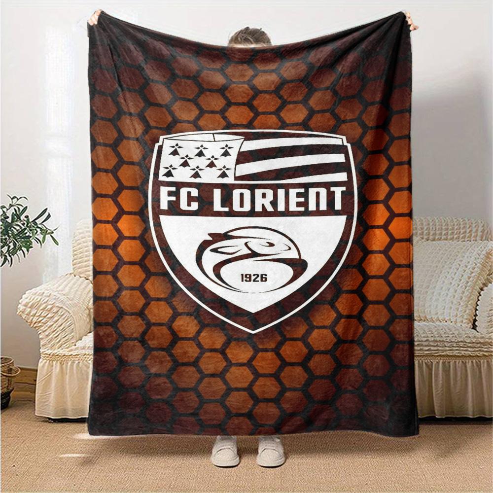 FC Lorient Print Flannel Blanket High Quality Warm Comfortable Cover for All Seasons Perfect for Gifts Home Decor