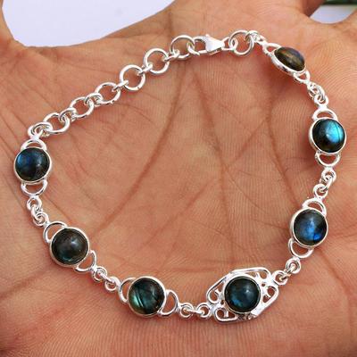 Labradorite Silver Bracelet Solid 925 Sterling Silver Handmade Jewelry