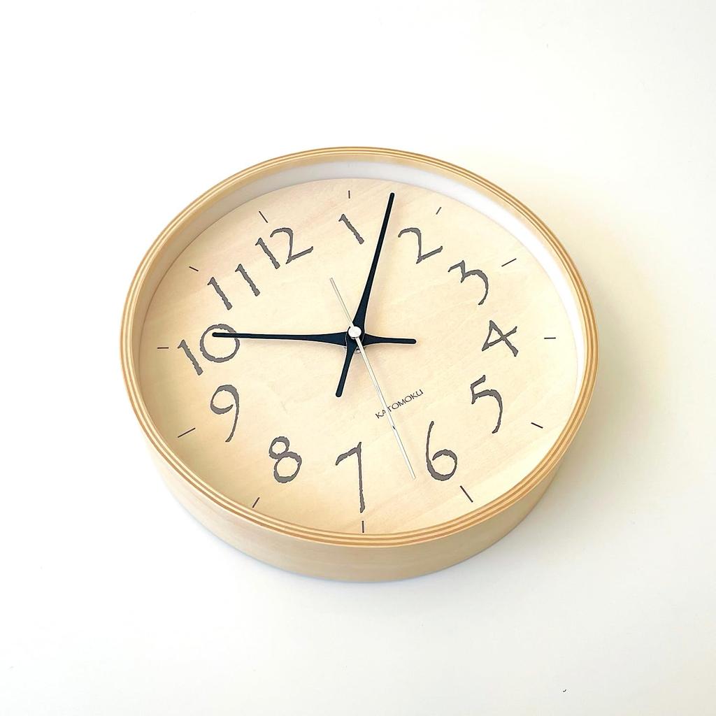 KATOMOKU plywood clock 21 light black wall continuous second diameter km-120BKRCS clock, hand, 25.2cm (SKP radio-controlled clock)