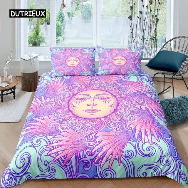 

Комплект пододеяльников Sun Moon Queen из микрофибры с богемным черно-белым принтом Инь Ян, пододеяльник Galaxy Star Twin, комплект постельного белья из трех предметов AU King(245x210cm)