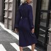 Amazons neues europäisches und amerikanisches Herbst-Hemdblusenkleid grenzüberschreitendes Pendeln Arbeitsplatz Freizeit Langarm Einfarbiges Hemdkragenkleid