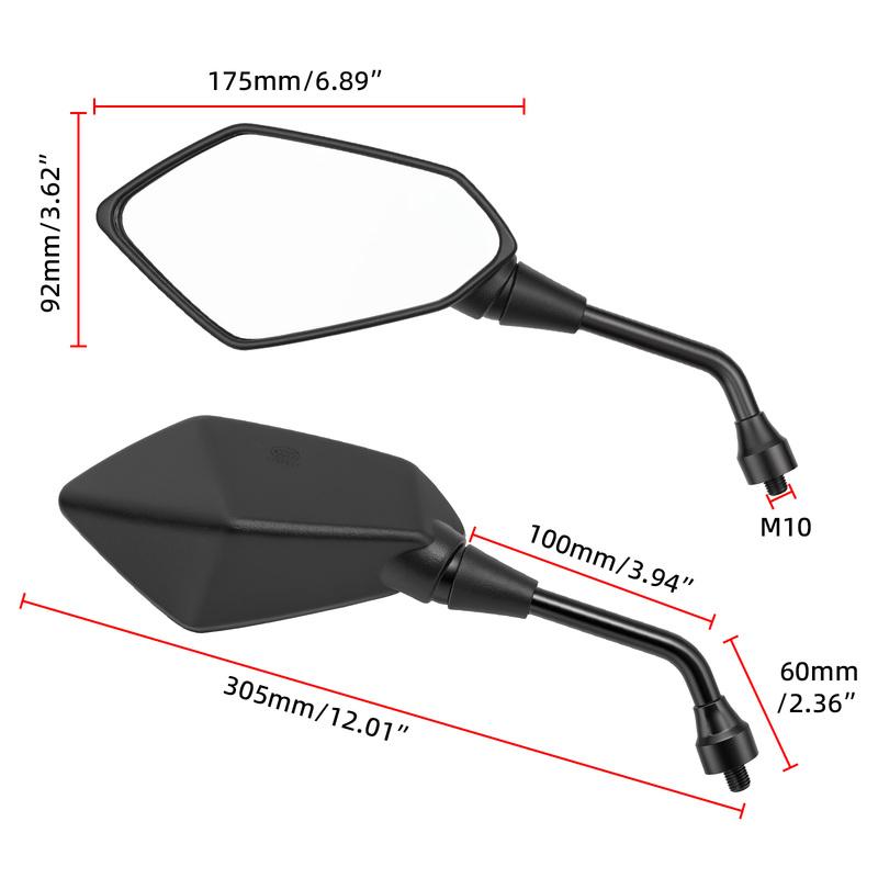 2Pcs/Pair Universial M10 10mm Electric Vehicle Handlebar Mirrors Motorcycle Rear View Mirror HD Wide Angle 360° Rotating Mirror