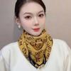 Magnetic buckle cotton and linen small square scarf silk scarf women's spring and autumn versatile neck protection scarf triangular scarf new warm sca