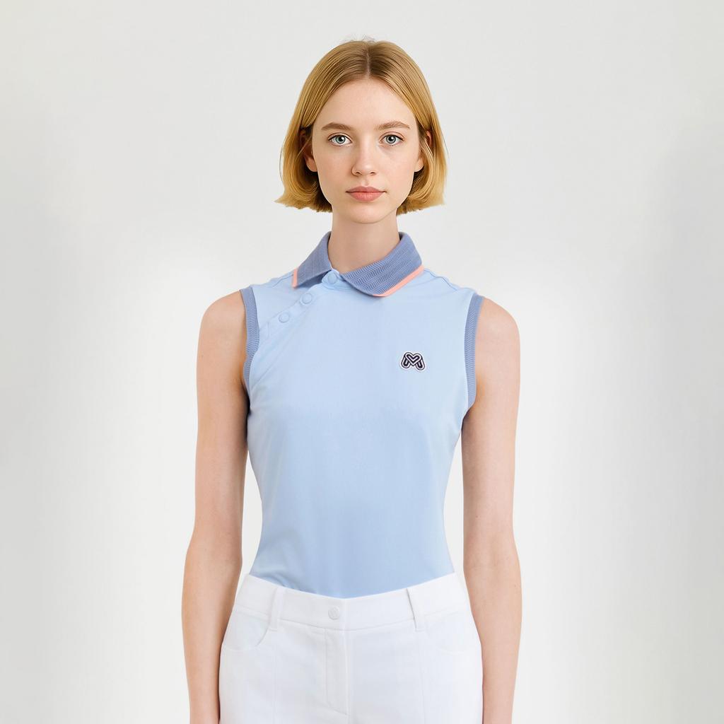MARTINE GOLF Shoulder Button Sleeveless Shirts_S/Blue