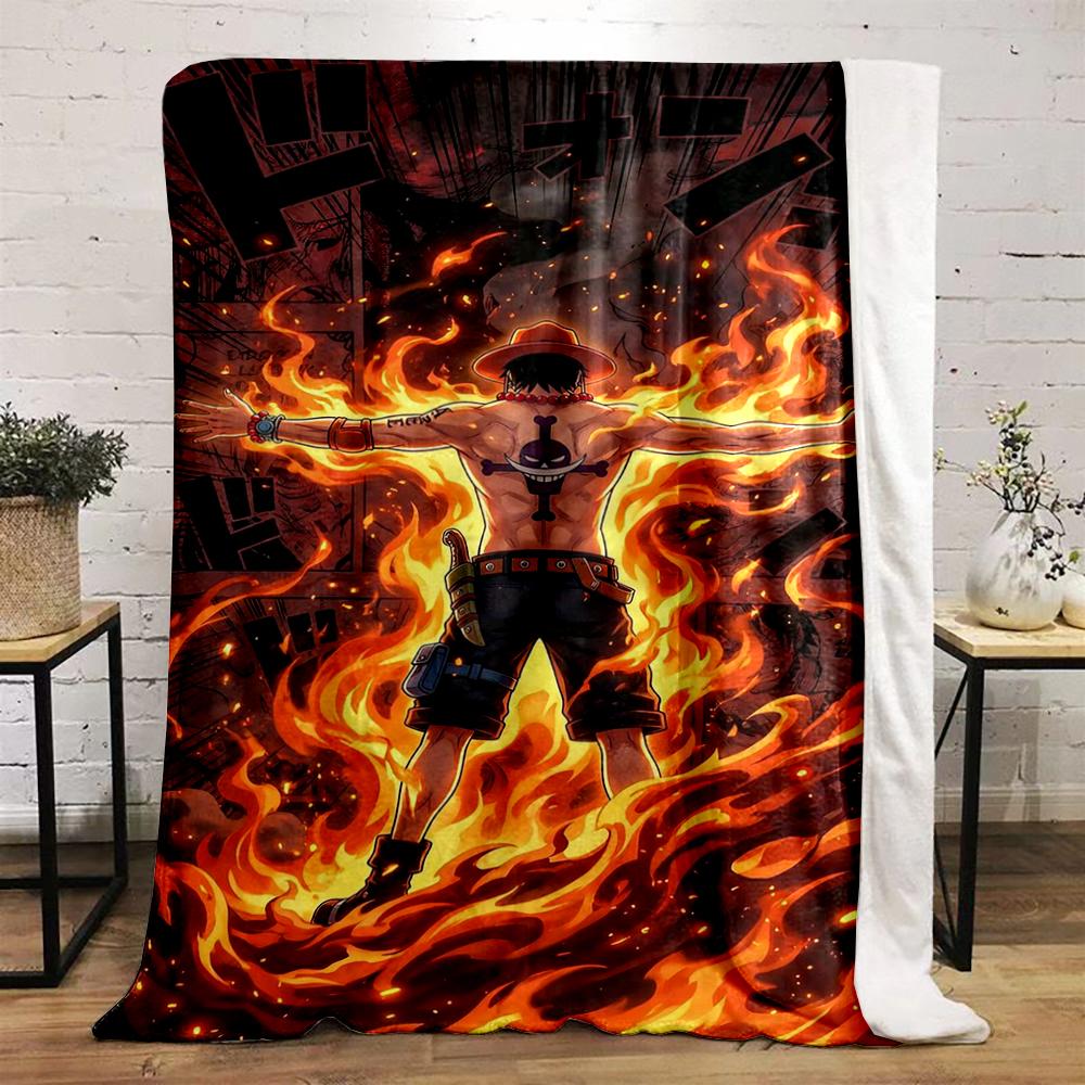 "Anime Character with Flames Design Blanket" Flannel blanket for bedroom, living room, sofa, and nap sofas.