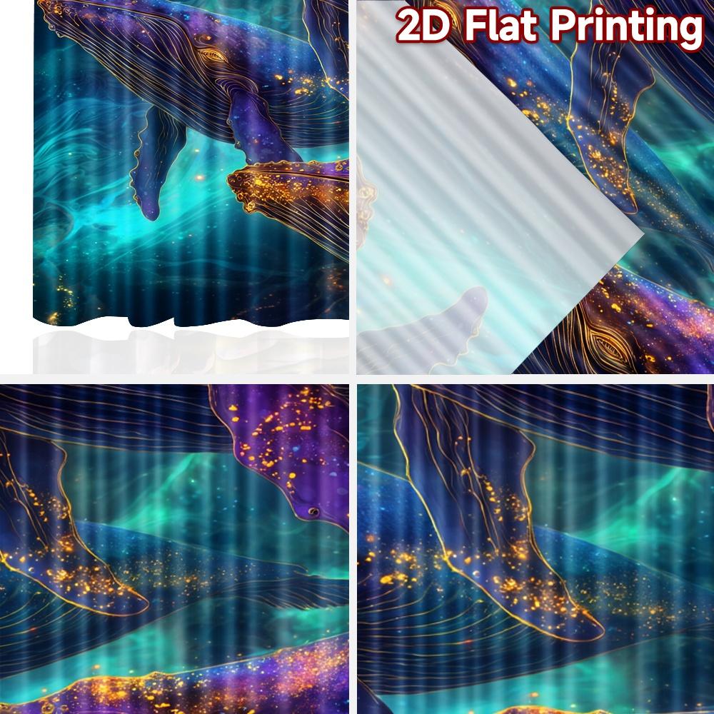 Set Of 2 Modern Flat Printing Curtains Without Rod Galactic Whales Ocean Fashionable Curtainments During Easter Holiday Curtain Polyester