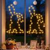LED Window Light Easter Hanging Lamp with 8 Dynamic Modes Remote Control Timer Battery Operated Waterproof Metal Easter Bunny String Lights for Indoor