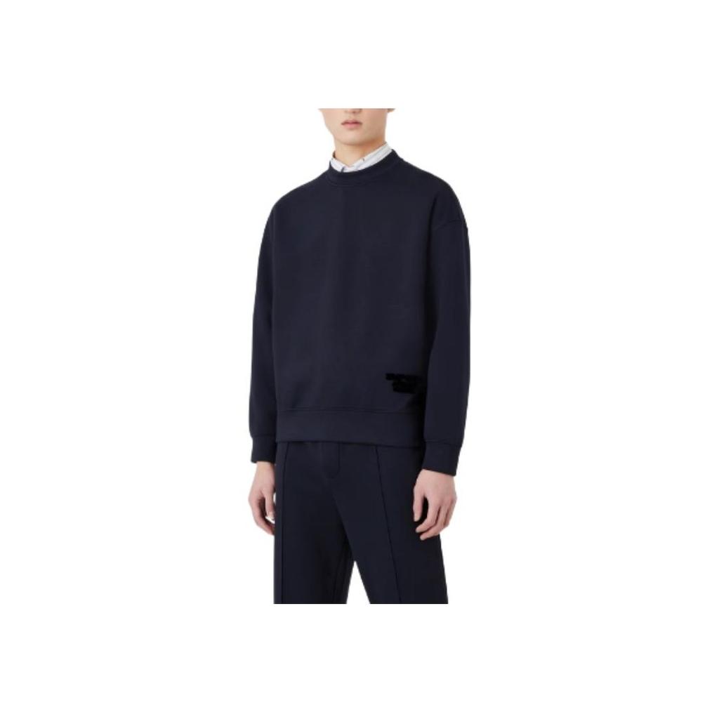 Emporio Armani Ss23 Solid Color Pullover Long Sleeve Sweatshirt Men sweatshirt Navy-Blue 3R1MBH-1JRHZ-0920