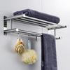 Stainless Steel Towel Rack No Drill Damage Free Storage with Adjustable Hooks for Rental House Bathroom