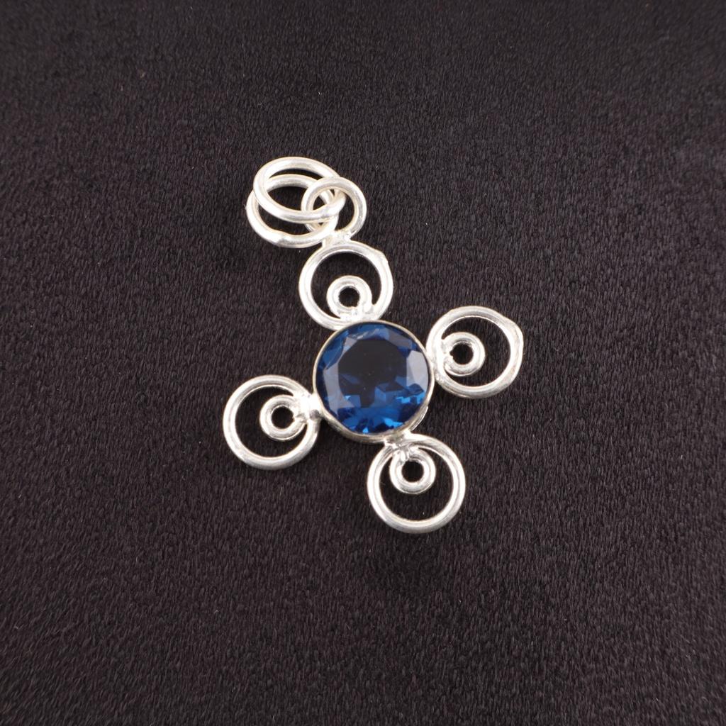 London Blue Topaz Gemstone 925 Sterling Silver Jewelry Handmade Chain Pendant PP-41-9