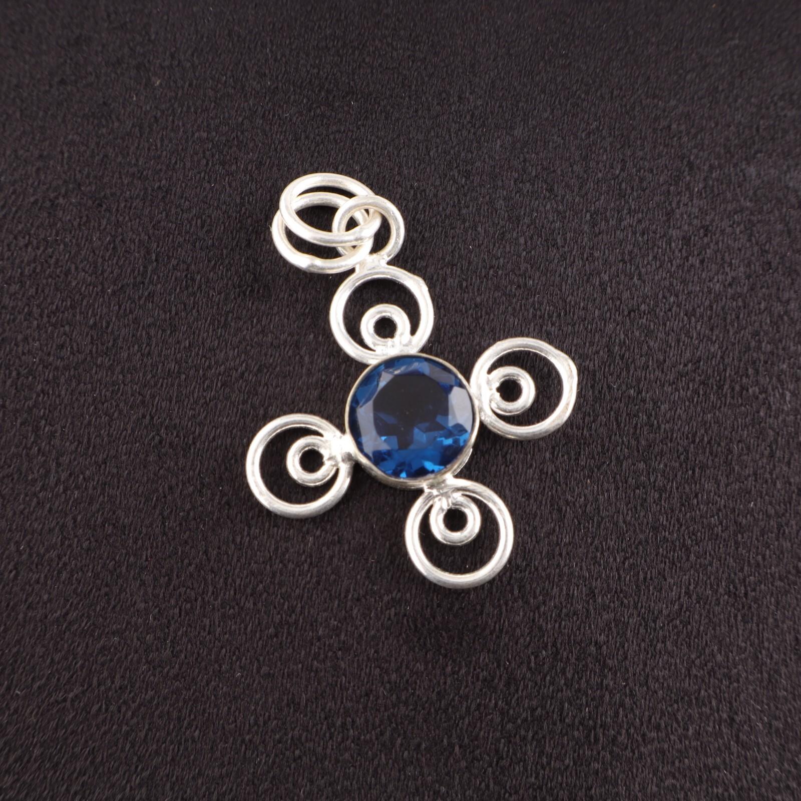 

London Blue Topaz Gemstone 925 Sterling Silver Jewelry Handmade Chain Pendant PP-41-9