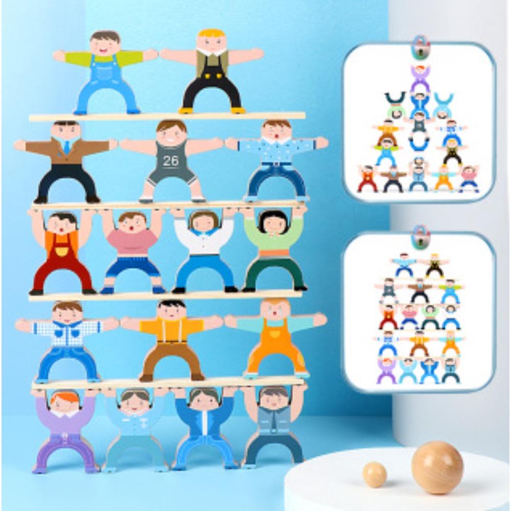 Children's wooden stacking music balance color primary color building block stacking height male and female treasure balance game toy
