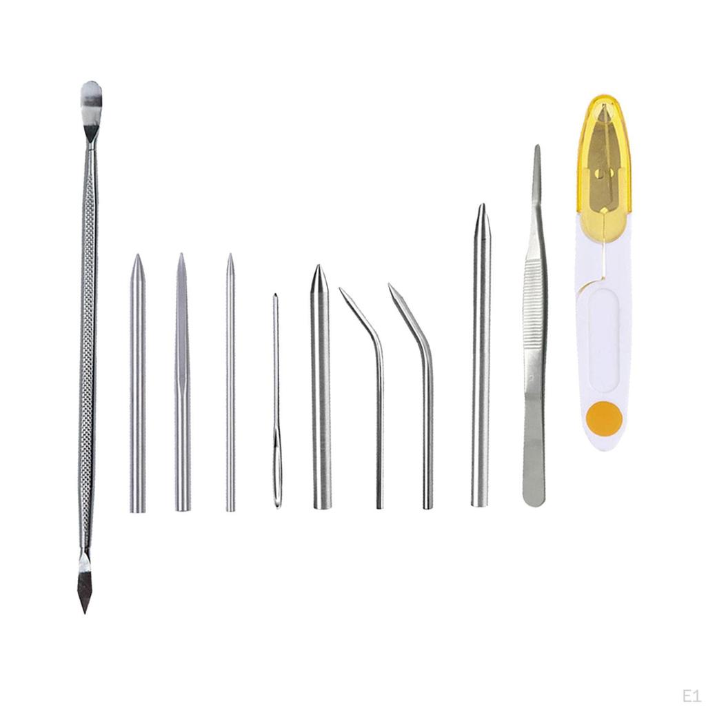 4/9 / 12x Nástroje na uzly, Sada z nerezové oceli Šňůra A Narovnávací nástroj pro kožené práce Nebo