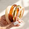 3/4 Pcs Smudged Thin Resin Bracelet Set Marble Pattern Cuff Bracelet Set New Round Bangles  Gifts