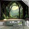 2D Enchanted Forest View Backdrop Arched Window Party Decoration Background