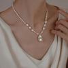 Real gold electroplated pearl and diamond-inlaid floral necklace, niche, fashionable, versatile collarbone chain, elegant and high-end accessory