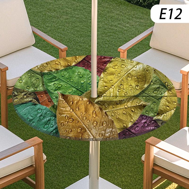 Round Table Cover Waterproof Oil-Proof Tablecloth Elastic Kitchen Dining Wedding Party Table Cover Outdoor Courtyard Home Decor