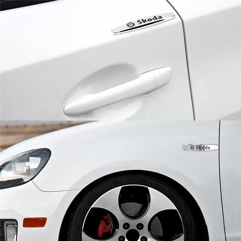 Car Exterior Side Decals Anti Scratch Sticker for Skoda Citigo Fabia Kamiq Karoq Kodiaq Octavia Rapid Roomster Superb Emblem