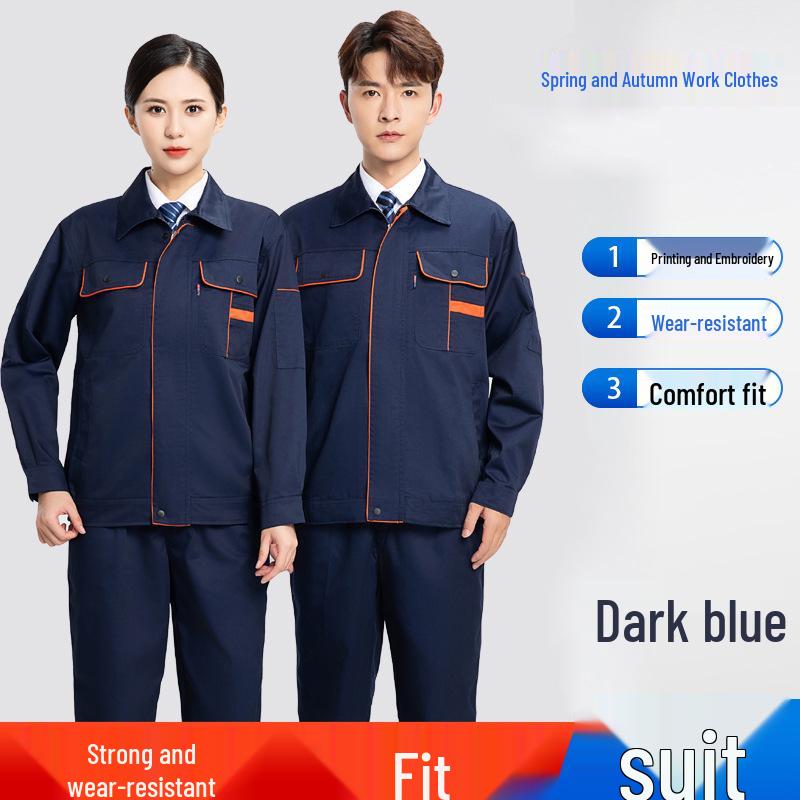 Breathable Polyester-Cotton Long Sleeve Workwear Set for Spring and Autumn