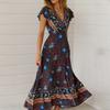 Dress Sexy V-neck Women Floral Print Summer Dress for Holiday