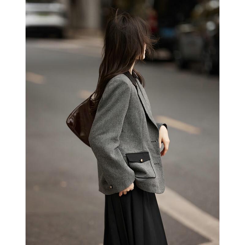 Women's Elegant Color-block Loose Blazer Jacket