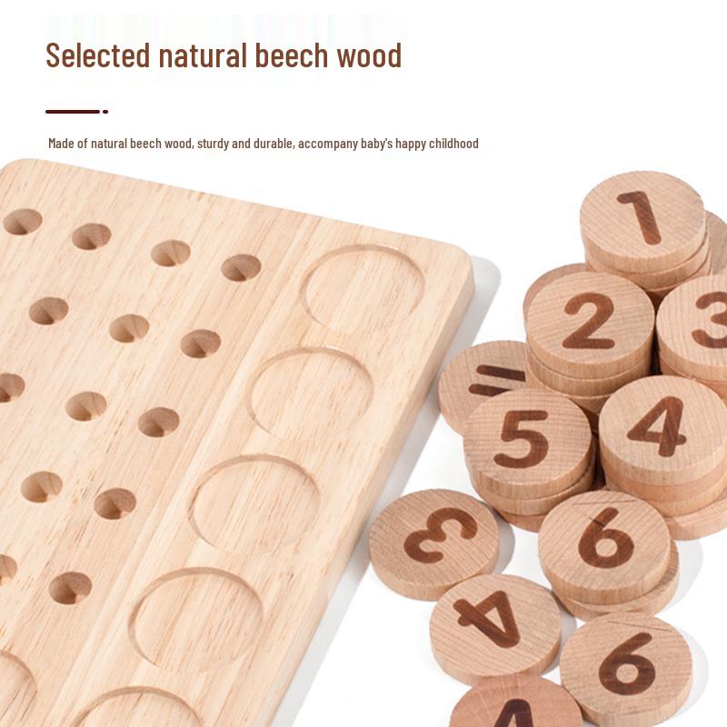 Children's Wooden Number Matching Arithmetic Board and Educational Math Toy