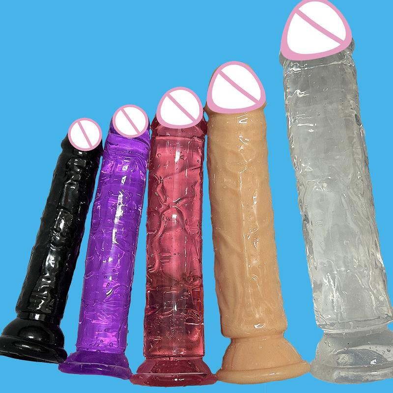 Cheap Transparent 5Colers Realistic Jelly Dildo Vaginal Masturbators Soft Small Penis Women Anal Sex Toys Gay Suction Cup Dick