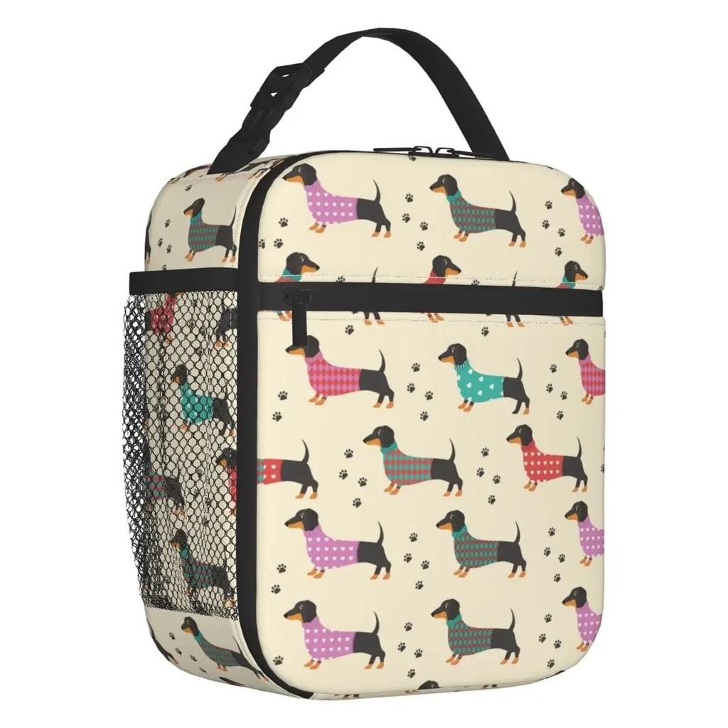 Custom Sausage Dog Lunch Bag Women Thermal Cooler Insulated Lunch Box for Student School