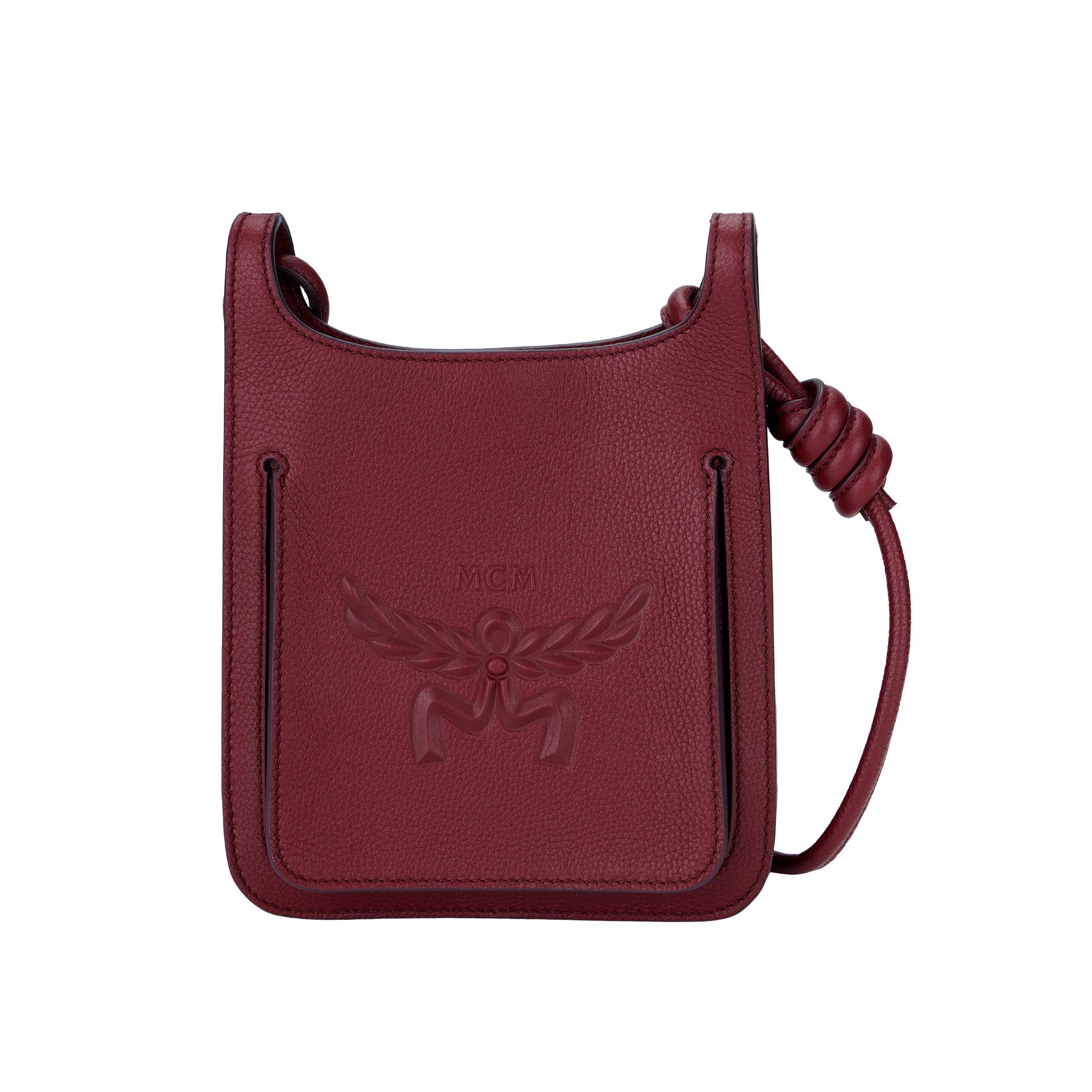 

MCM Himmel Hobo Classic Logo Napa Leather Crossbody Mini Bag Women bags Burgundy MWHESAC01XG001 Basic Set (Bag+Dust Bag)
