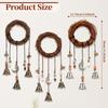 3 Pcs Witch Bell for Door Knob for Protection Decorative Witchcraft Hanging Bell Wind Chime with Handmade Rattan Wreath