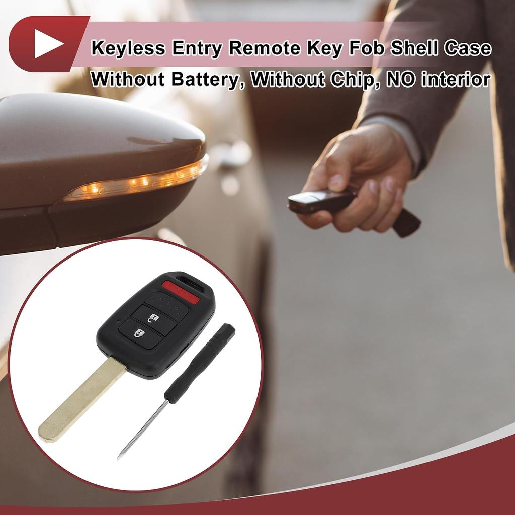 3 Buttons Key Shell Case MLBHLIK6-1T for Honda CR-V 2014-2016 for Honda Fit 2015-2020 Keyless Entry Remote Key Fob Replacement Case