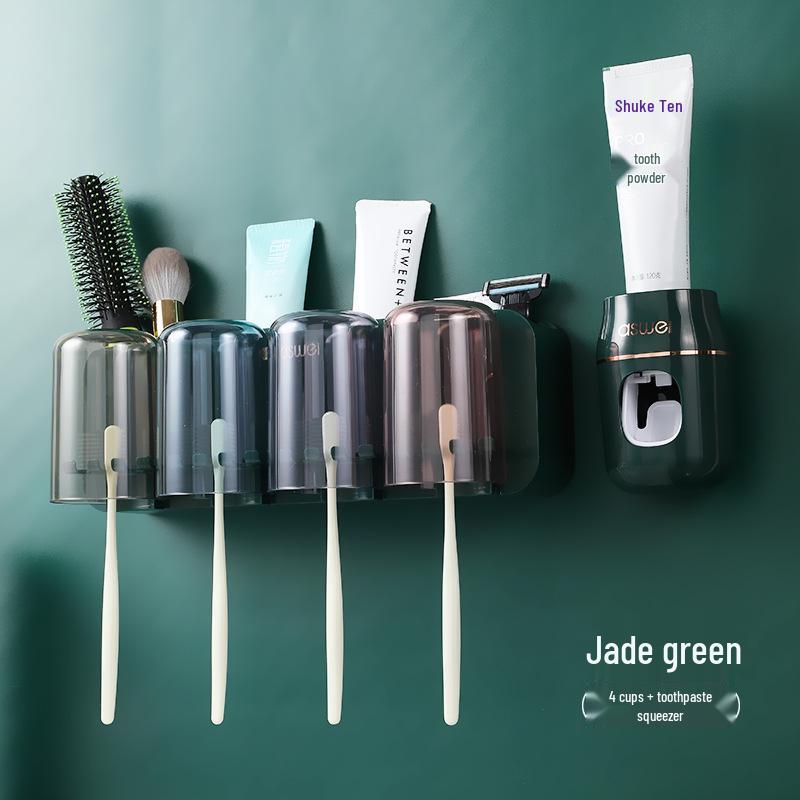 Wall-Mounted No-Punch Toothbrush & Rinsing Cup Set