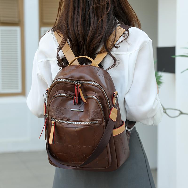 Zaino da donna color block, borsa a spalla multifunzionale, zaino da viaggio multiuso